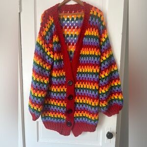 OS- Colorful Crochet vintage Cardigan